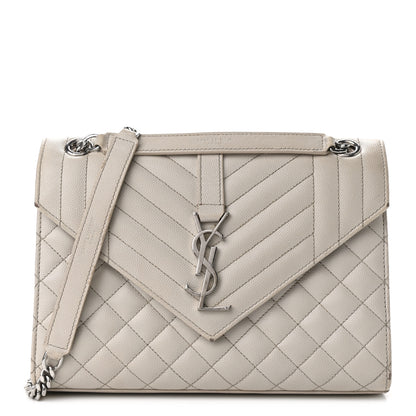 Saint Laurent Grain De Poudre Textured Mixed Matelasse Medium Triquilt Monogram Satchel Granite 1 of 21