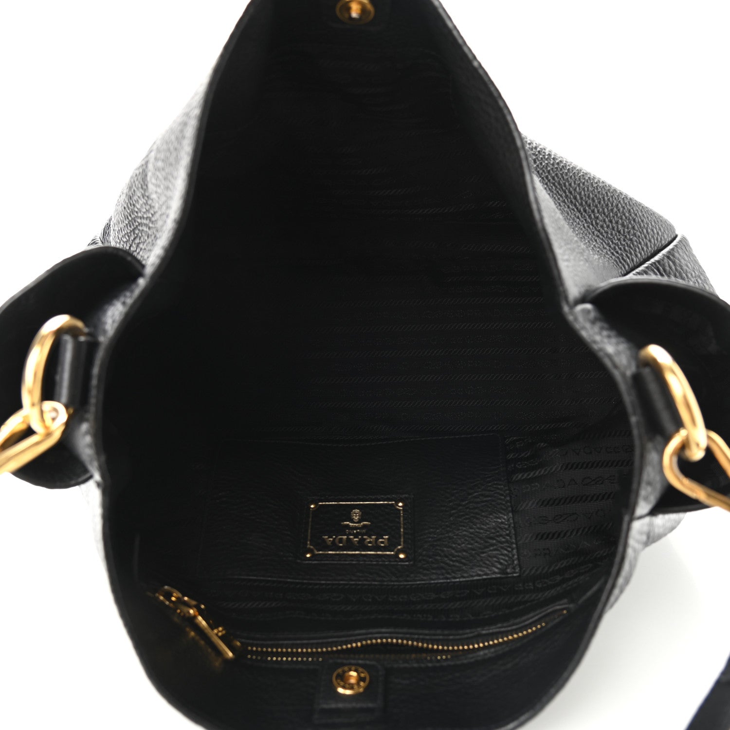 Prada Vitello Daino Side Pocket Hobo Black 5 of 10