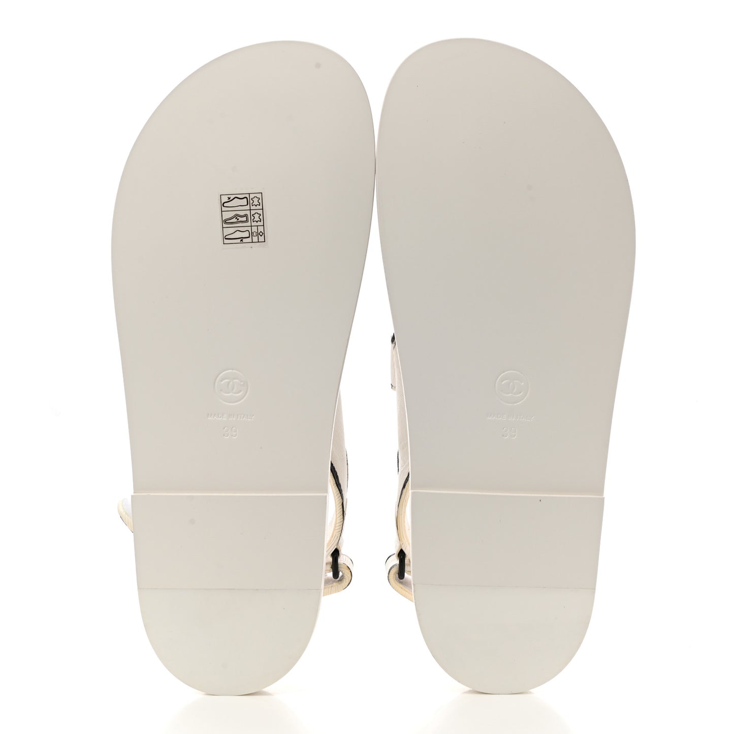 Calfskin Printed Velcro Dad Sandals 39 White Black