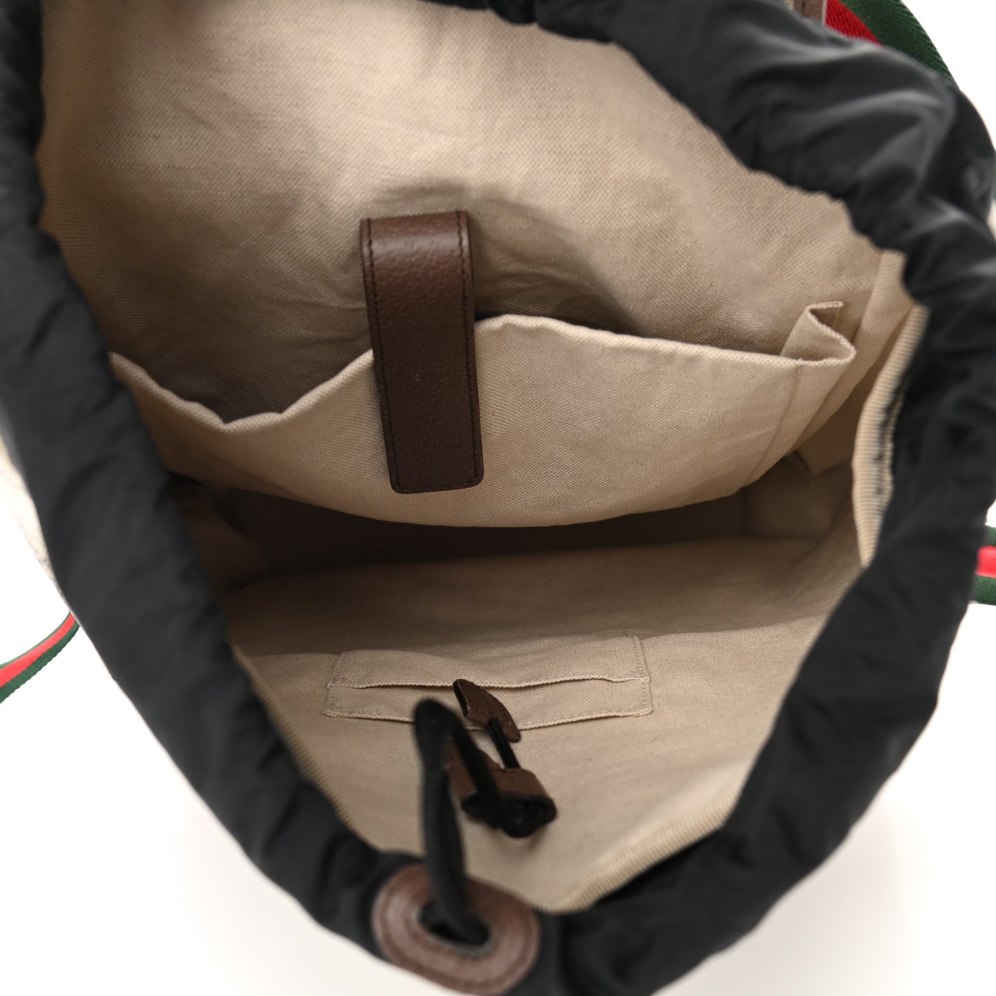 Soft GG Supreme Monogram Courrier Web Double Buckle Backpack Beige New Acero