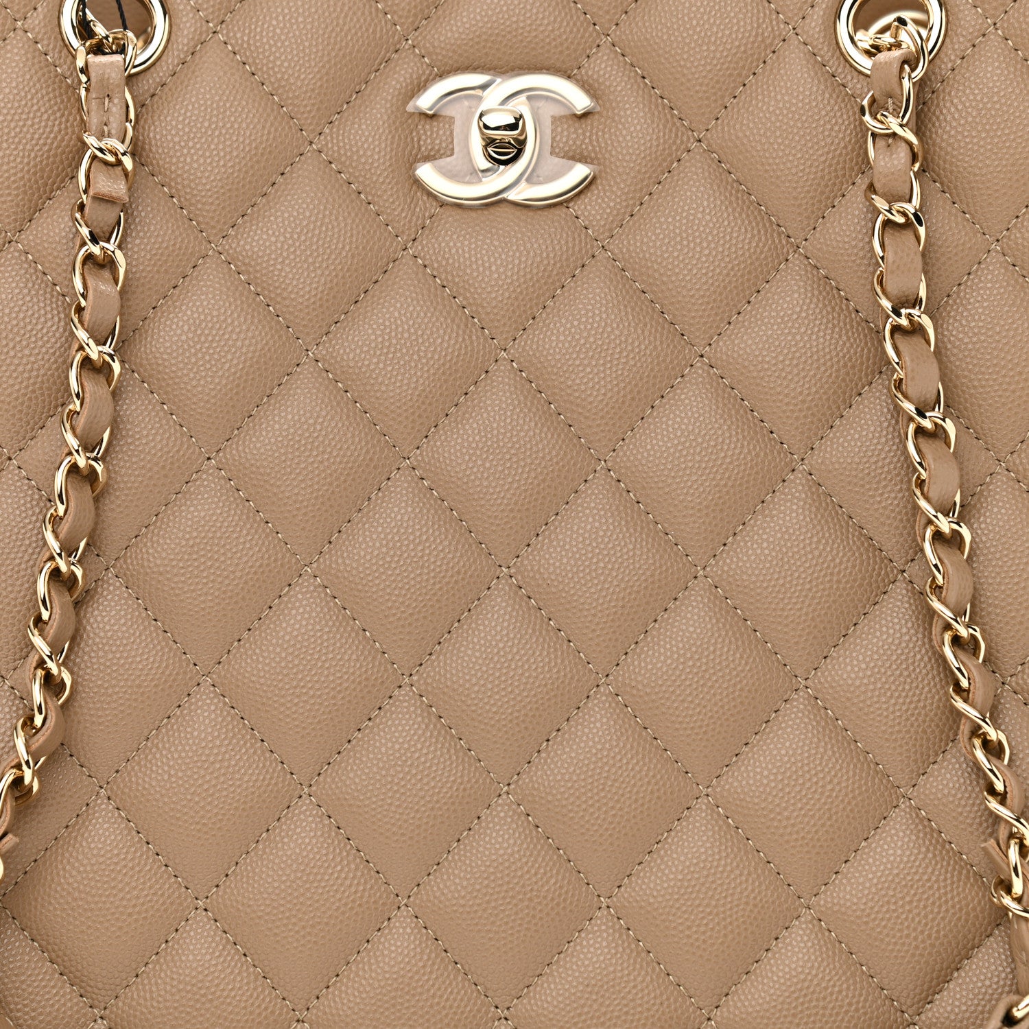 Chanel Calfskin Quilted Large Classic Shopping Tote Beige 8 of 10