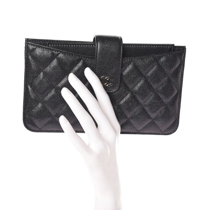Chanel Iridescent Caviar Quilted Classic Strap Pouch Black 3 of 10