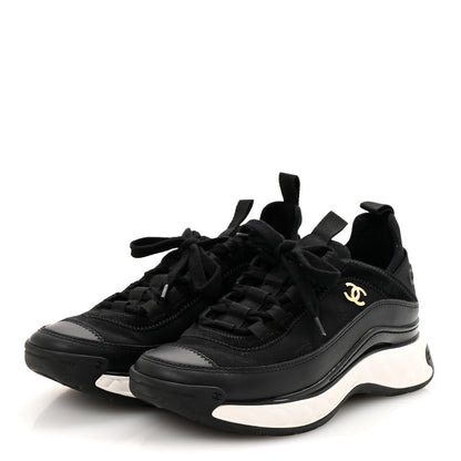 Chanel Velvet Calfskin Mixed Fibers CC Sneakers 36 Black 4 of 10