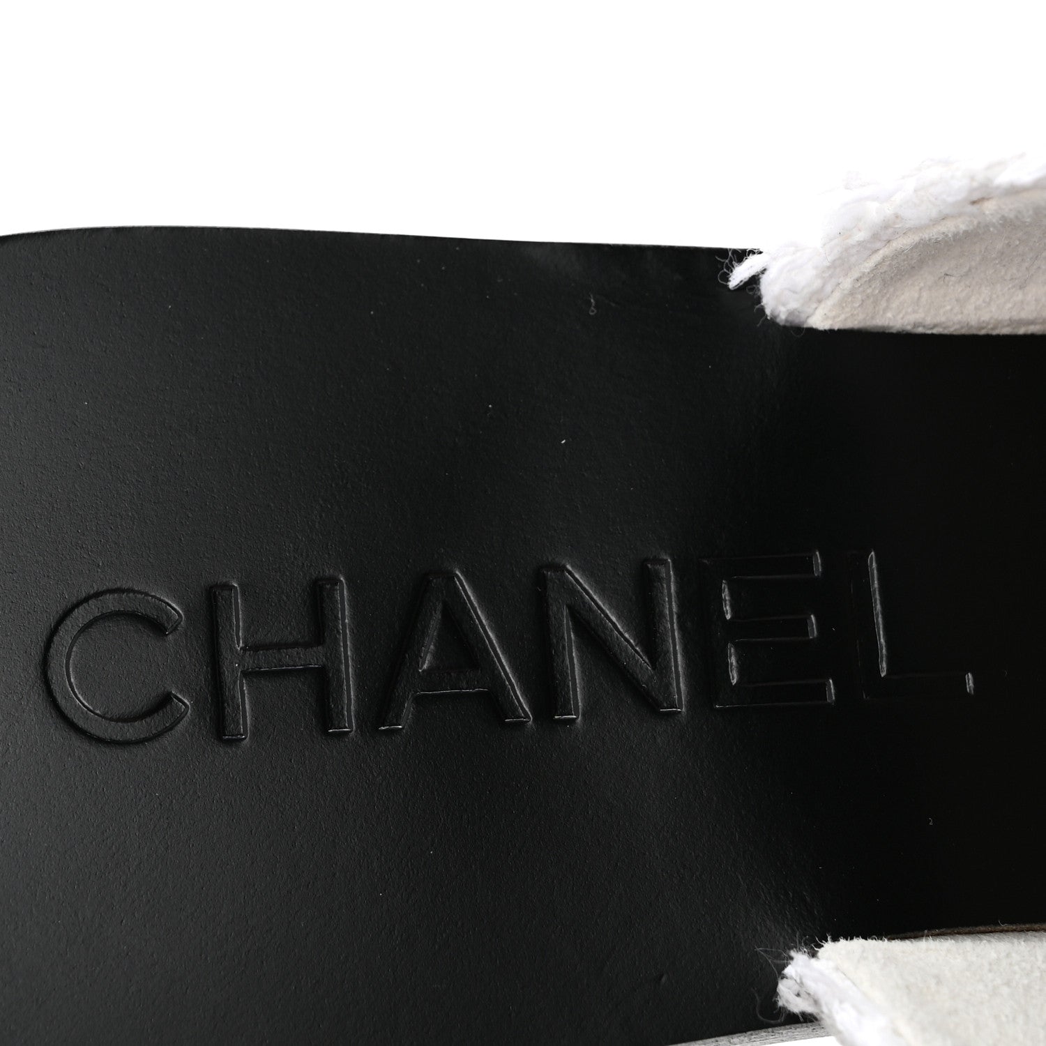 Chanel Cotton Tweed Fabric Lambskin CC Thong Sandal 40 White Gold Black 8 of 10