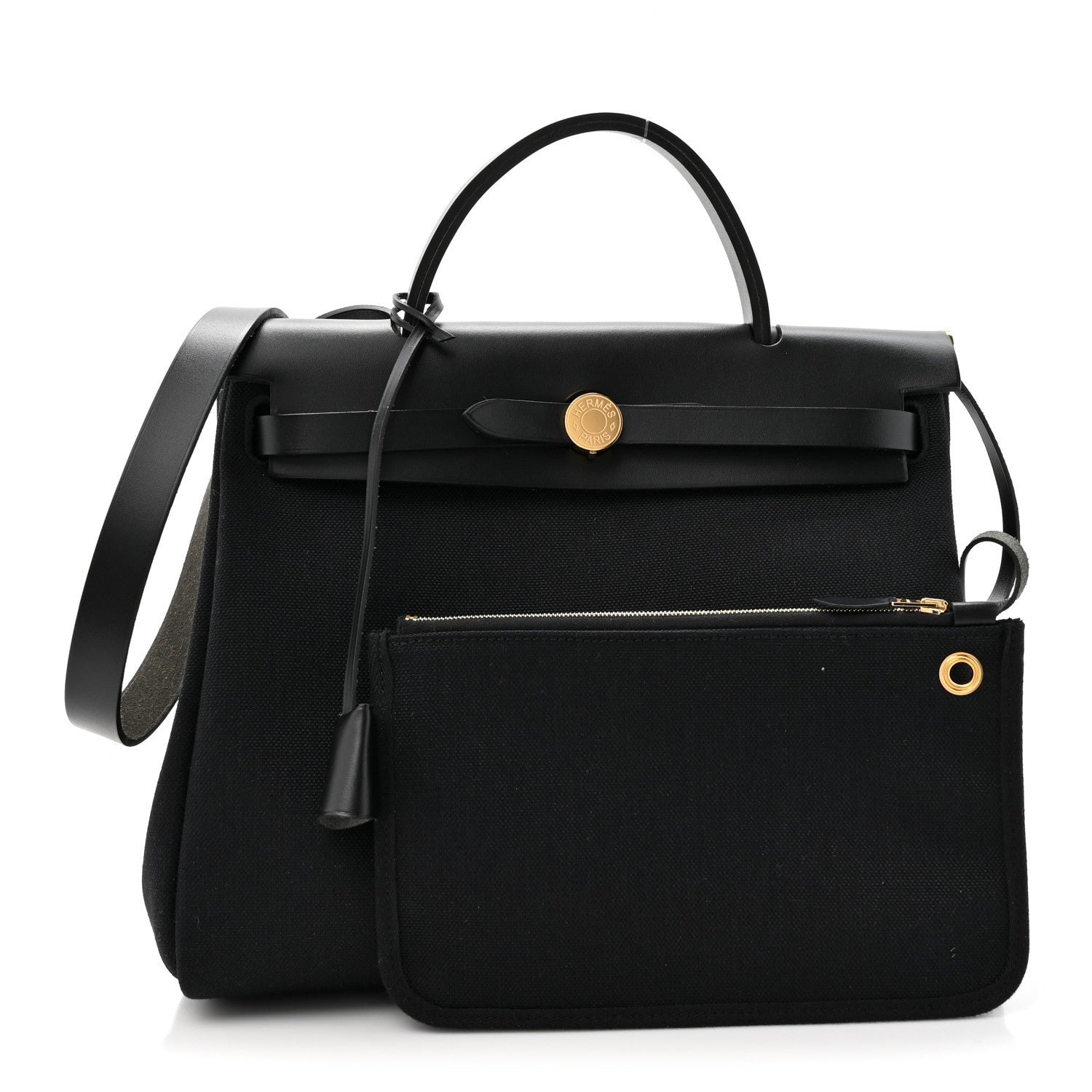 Hermes Military Toile Vache Hunter Herbag Zip PM 31 Black 3 of 10