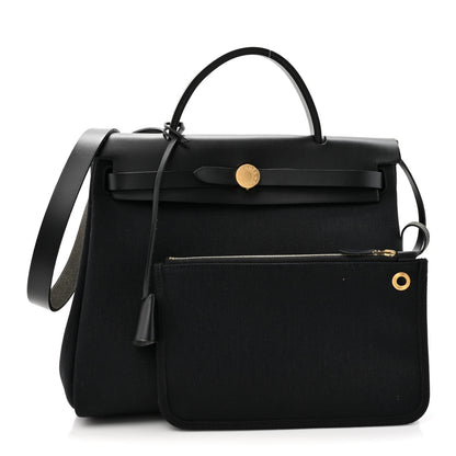 Hermes Military Toile Vache Hunter Herbag Zip PM 31 Black 3 of 10