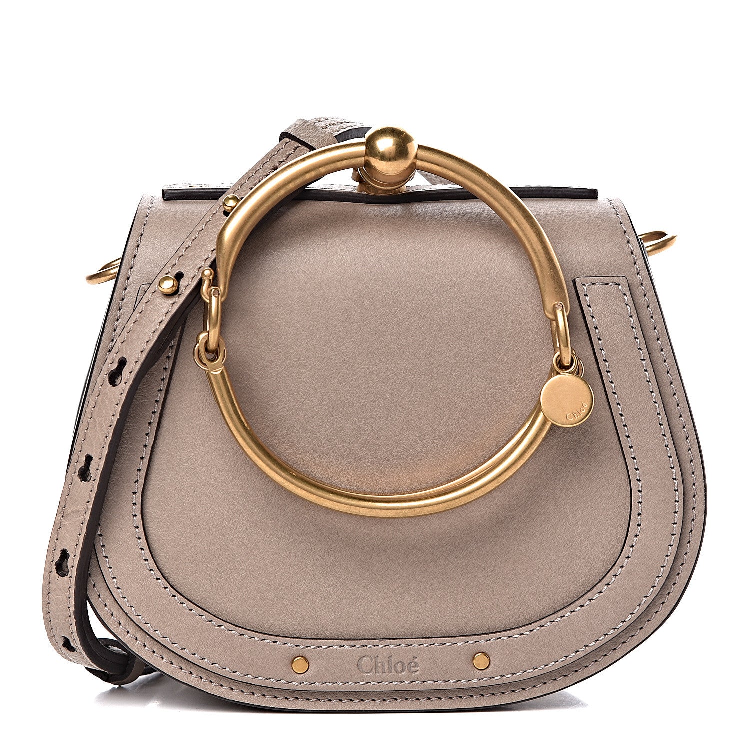 Chloe Calfskin Suede Small Nile Bracelet Bag Motty Grey 1 of 10