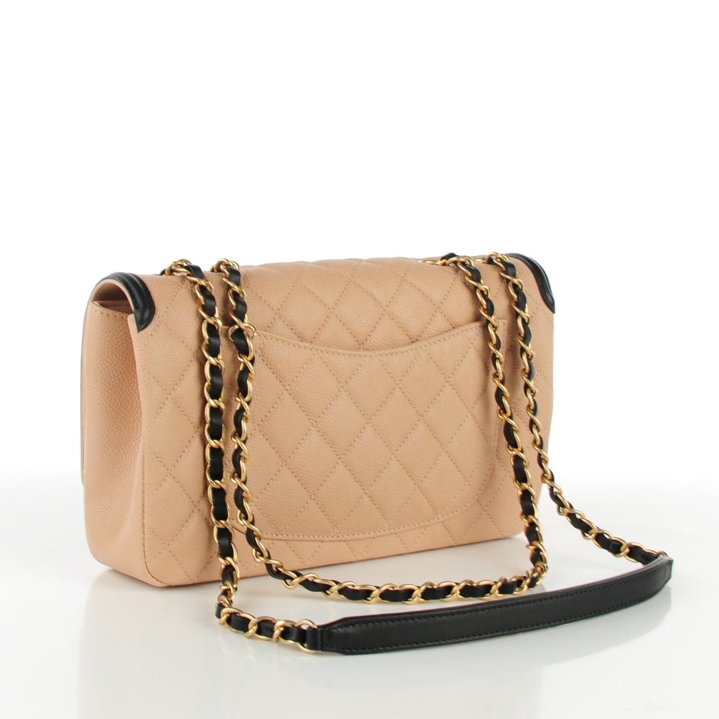 Caviar Quilted Medium CC Filigree Flap Beige Black