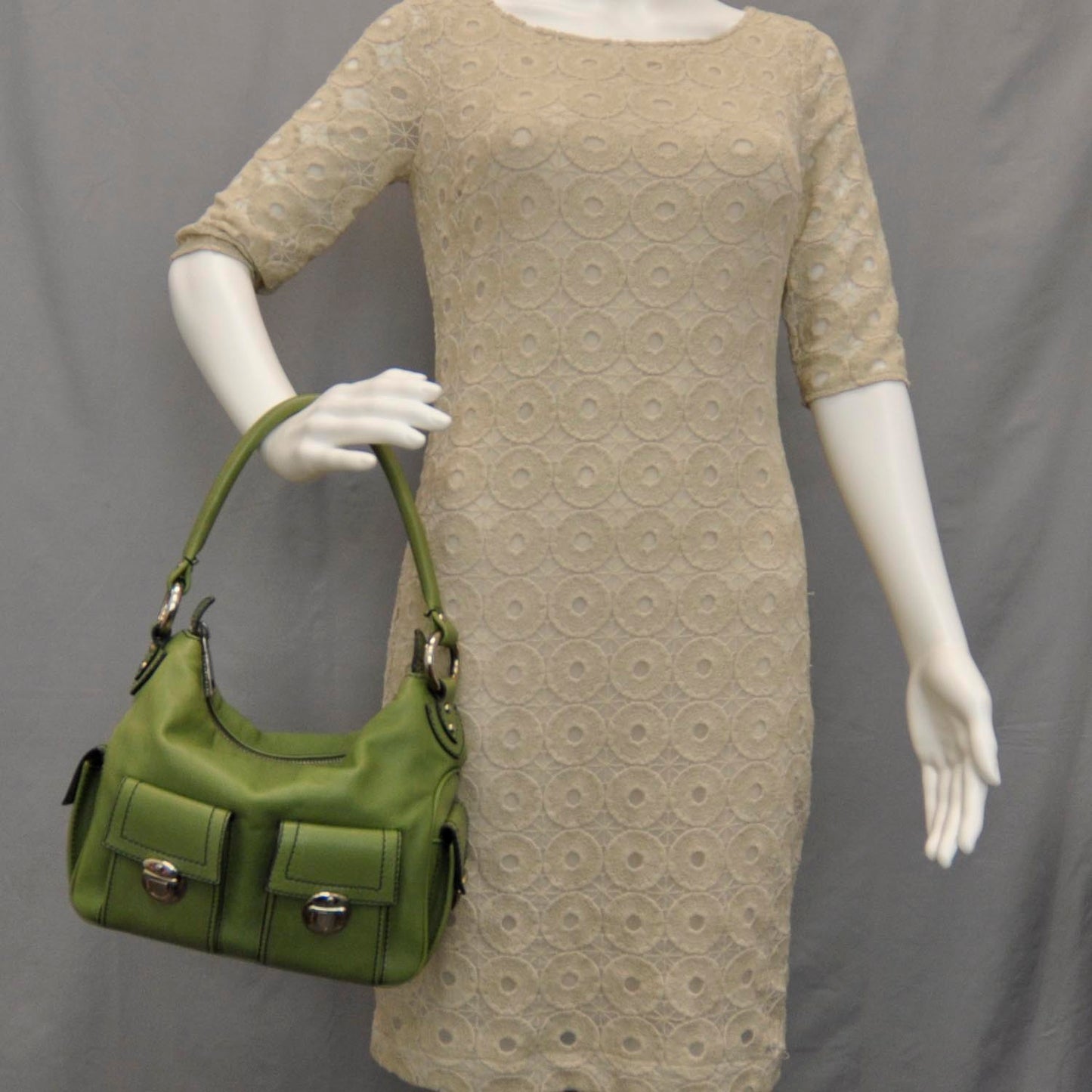 Leather Large Multipocket Hobo Sap Green