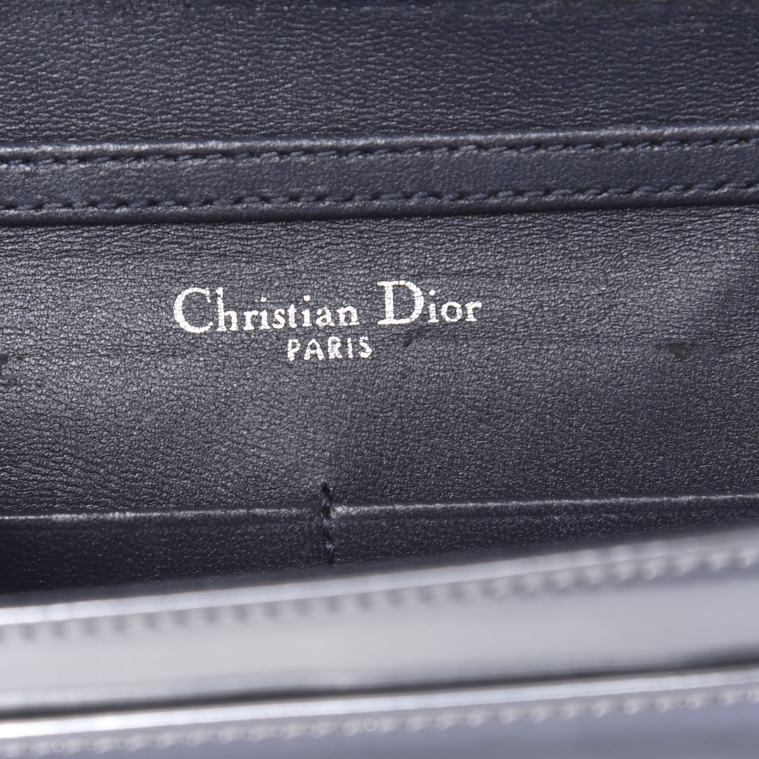 Christian Dior Metallic Patent Micro-Cannage Diorama Wallet on Chain Pouch Silver 6 of 16
