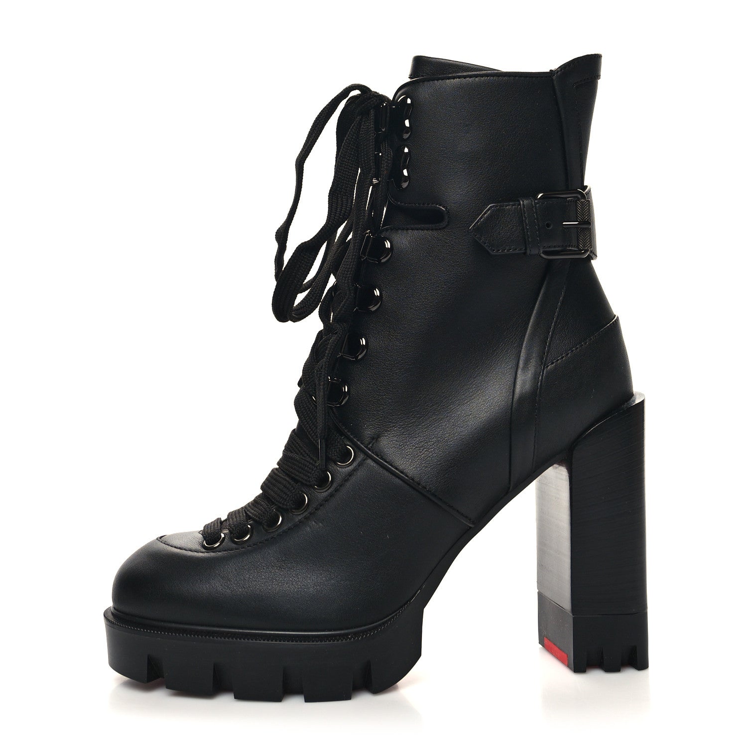 Christian Louboutin Calfskin Macademia 100 Biker Platform Boots 35 Black 1 of 7