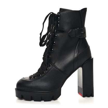 Christian Louboutin Calfskin Macademia 100 Biker Platform Boots 35 Black 1 of 7