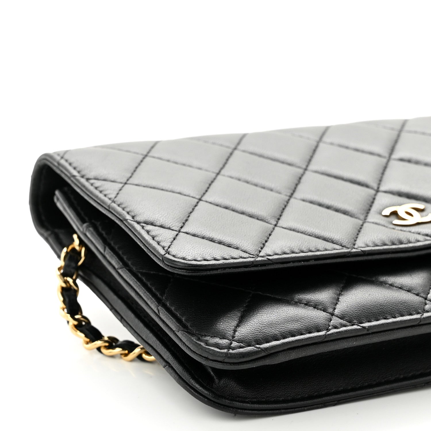 Chanel Lambskin Quilted Wallet On Chain WOC Black 10 of 11