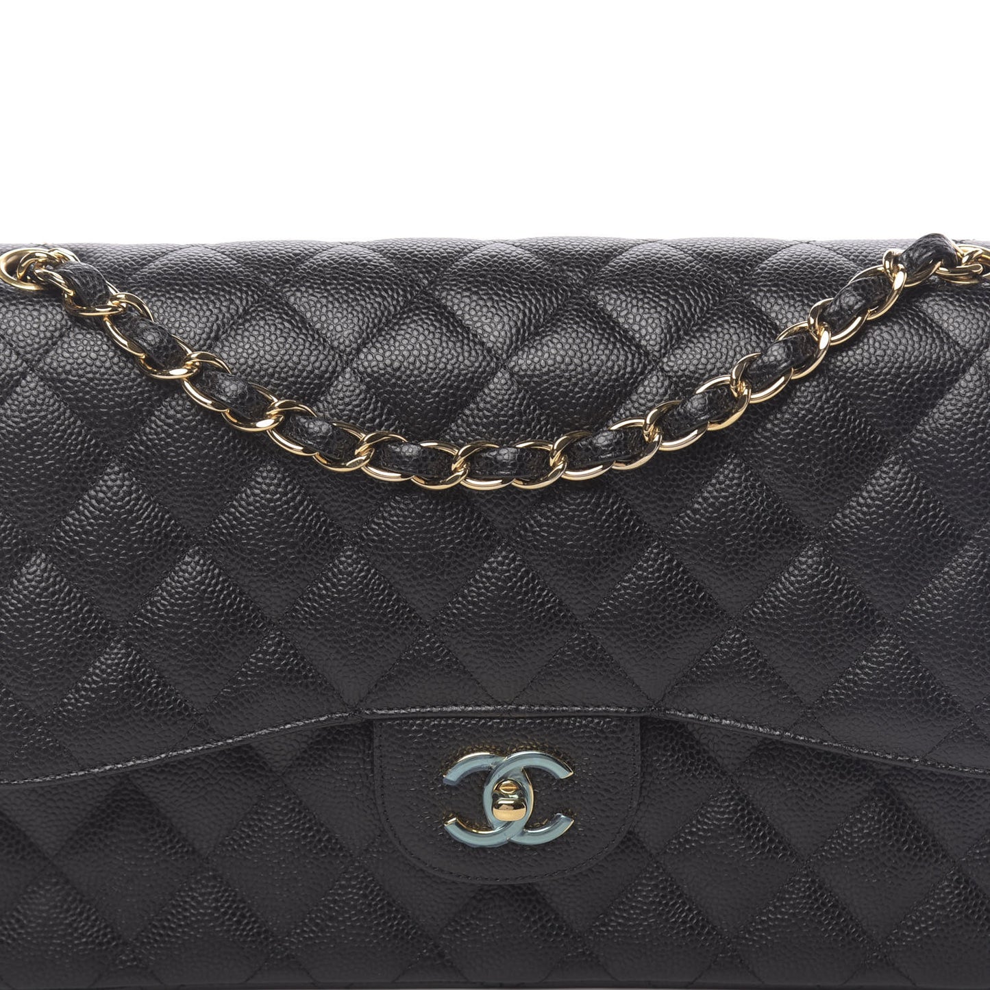 Caviar Quilted Jumbo Double Flap Black