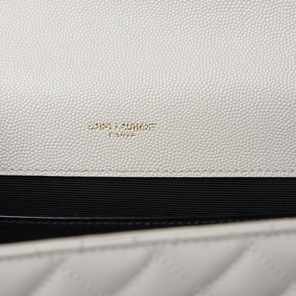 Saint Laurent Grain De Poudre Textured Mixed Matelasse Medium Triquilt Monogram Satchel Porcellana 6 of 14
