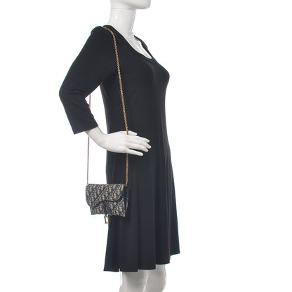 Christian Dior Oblique Saddle Chain Wallet Blue 2 of 11