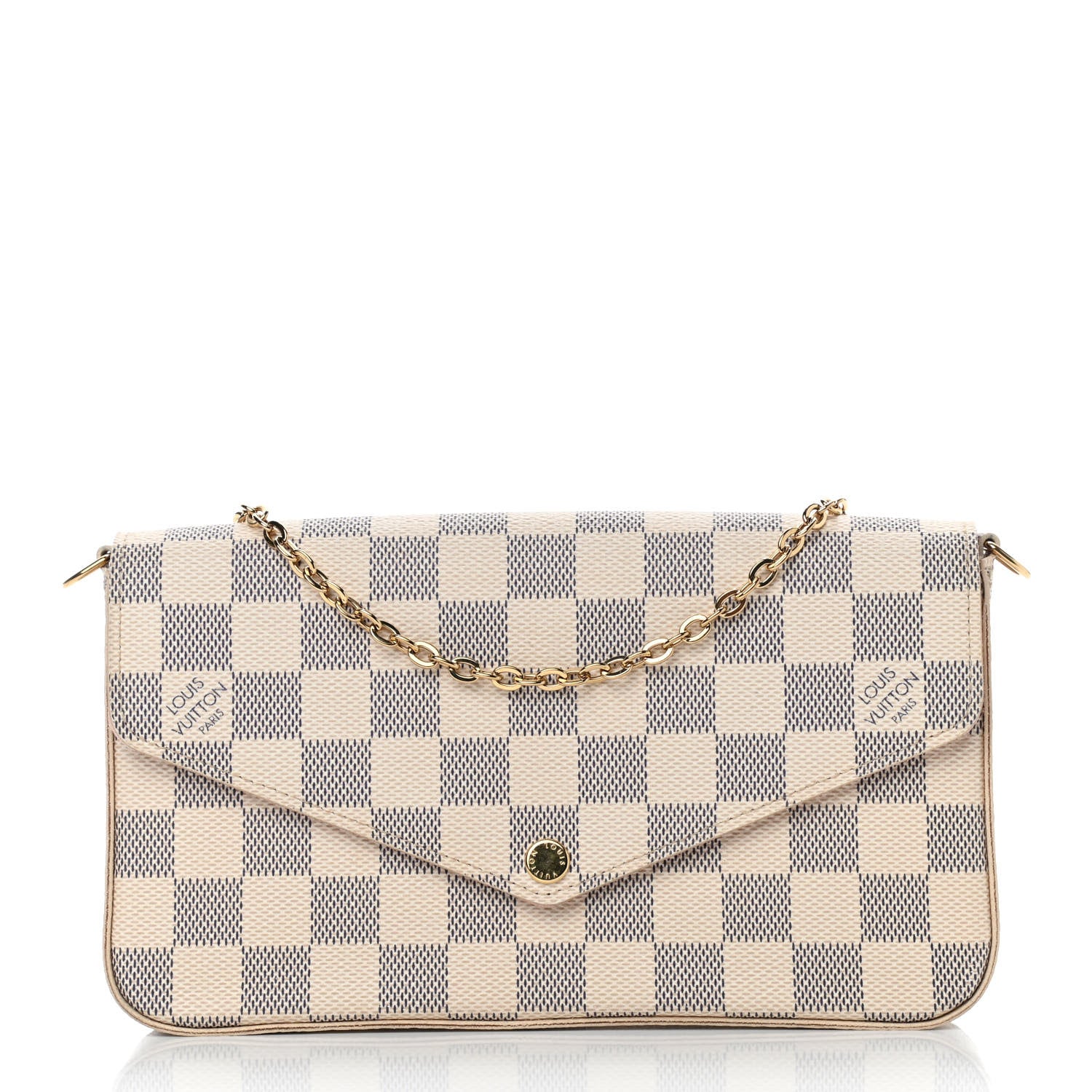 Louis Vuitton Damier Azur Pochette Felicie Chain Wallet Rose Ballerine 3 of 10