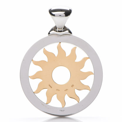 Bulgari Stainless Steel 18K Yellow Gold Large Tondo Sun Pendant 3 of 5
