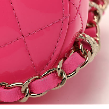 Chanel Patent Quilted CC Vani-Tea Case With Chain Neon Pink 11 of 11