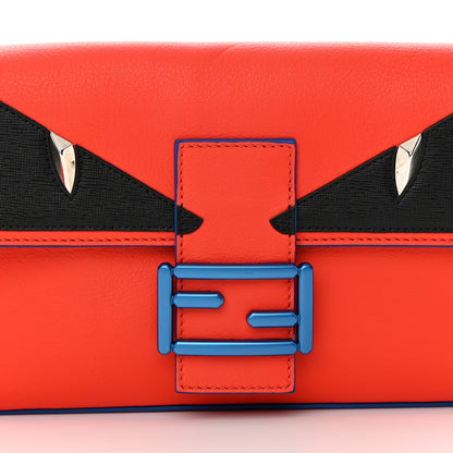 Fendi Vitello Dolce Elite Monster Eyes Bi-Color Baguette Papavero Black 8 of 12
