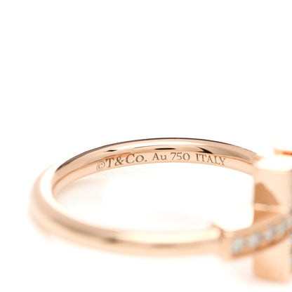 Tiffany 18K Rose Gold Diamond Mother of Pearl T Wire Ring 49 5 4 of 4