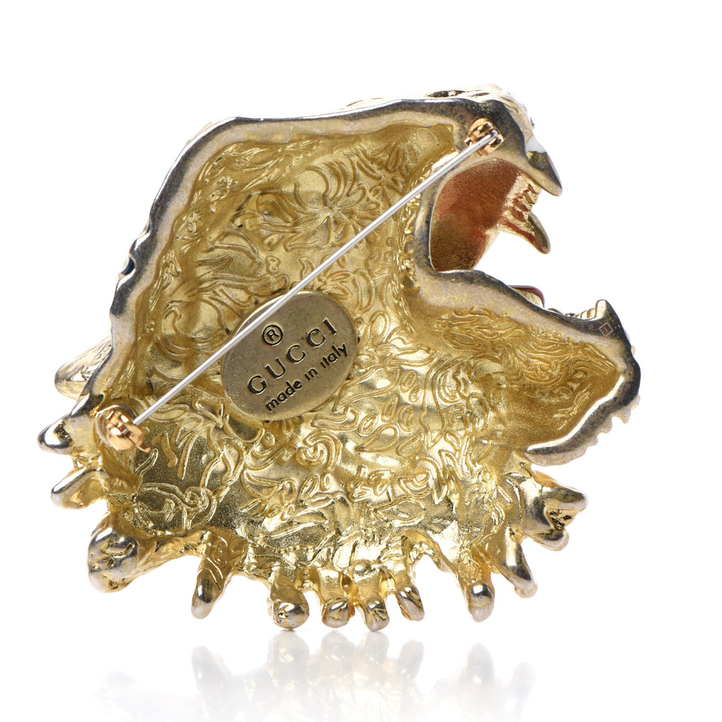 Metal Crystal Rajah Brooch Gold