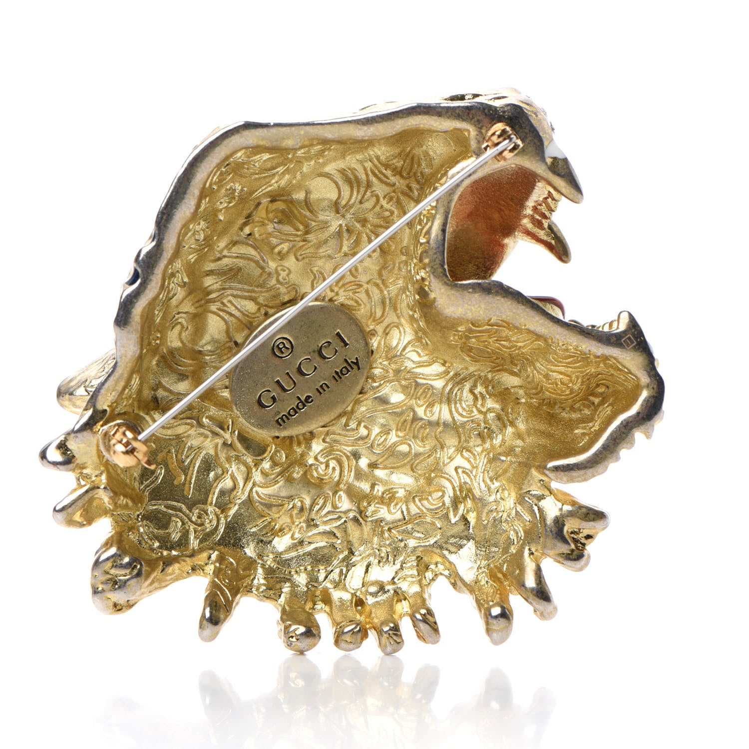 Gucci Metal Crystal Rajah Brooch Gold 3 of 5