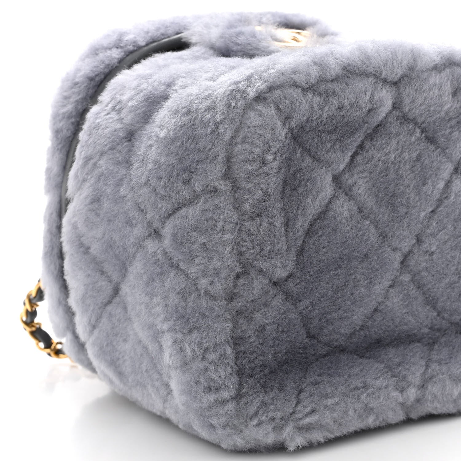 Chanel Shearling Lambskin Quilted Small Vanity Case Grey 9 of 10
