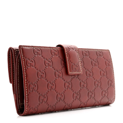 Gucci Guccissima Margaux Calfskin Metal Bar Continental Flap Wallet Dark Red 3 of 15