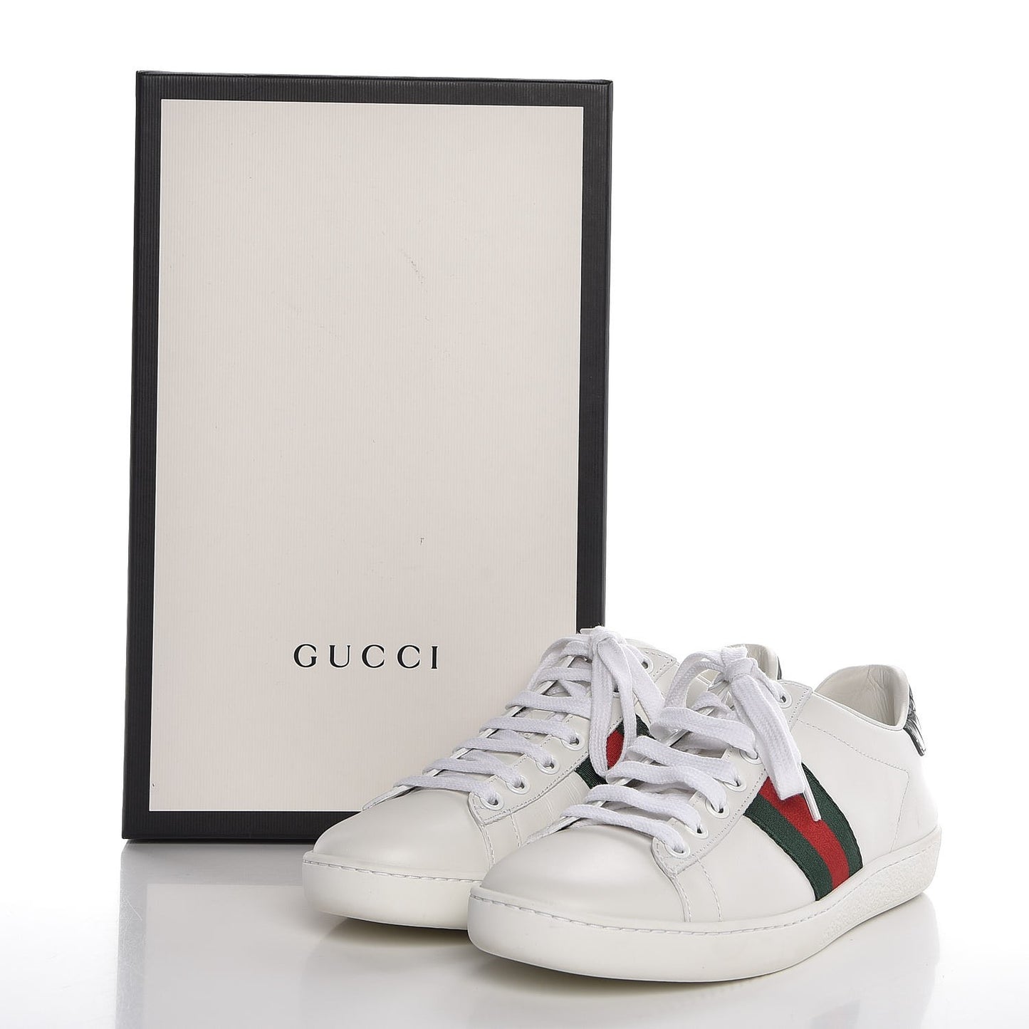 Calfskin Crocodile Web Ace Sneakers 35.5 White Green