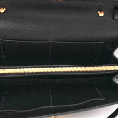 Hermes Epsom Shiny Alligator Touch Kelly Wallet To Go Black 5 of 7