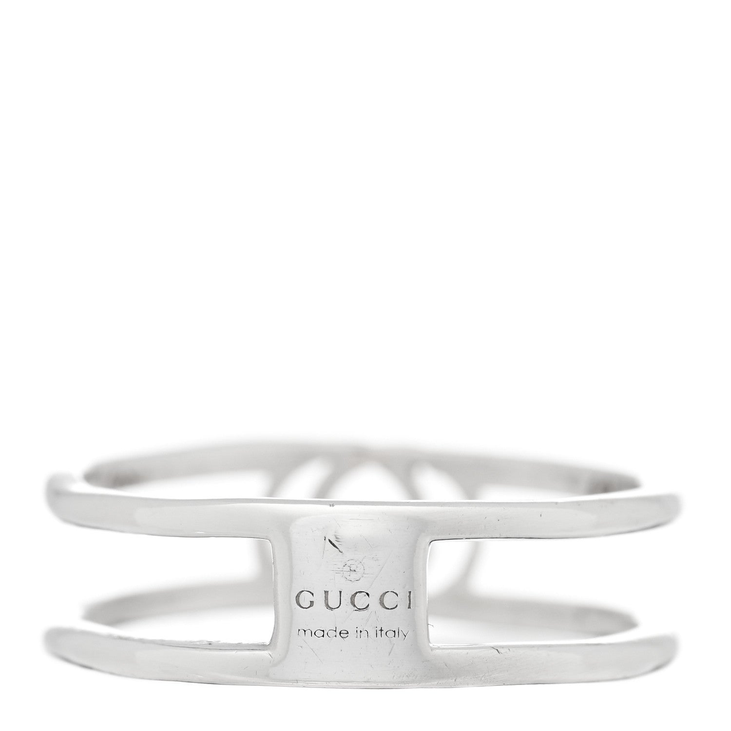 Gucci Sterling Silver 6mm Interlocking G Open Band Ring 56 7.5 3 of 4
