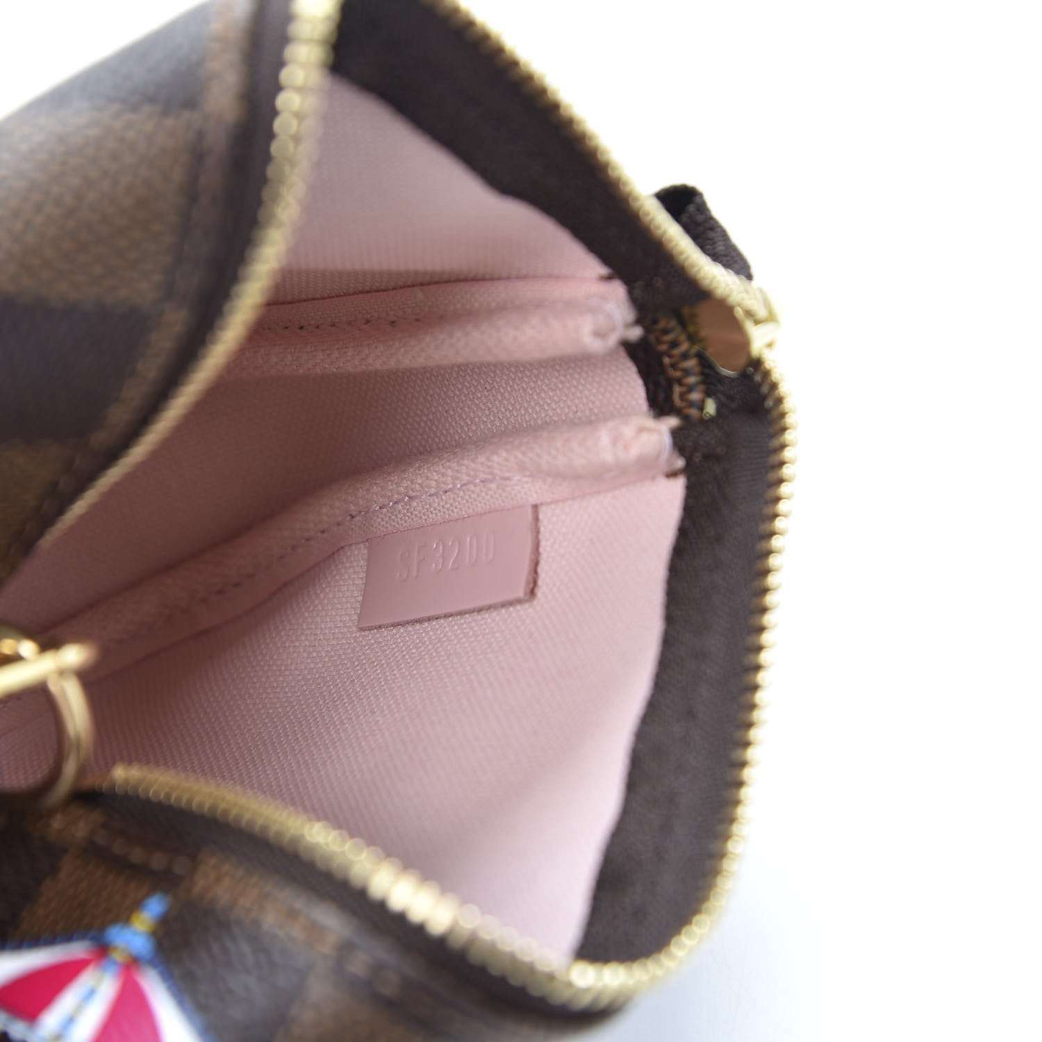 Louis Vuitton Damier Ebene 2020 Christmas Animation Big Wheel Mini Pochette Accessories Rose Ballerine 8 of 9
