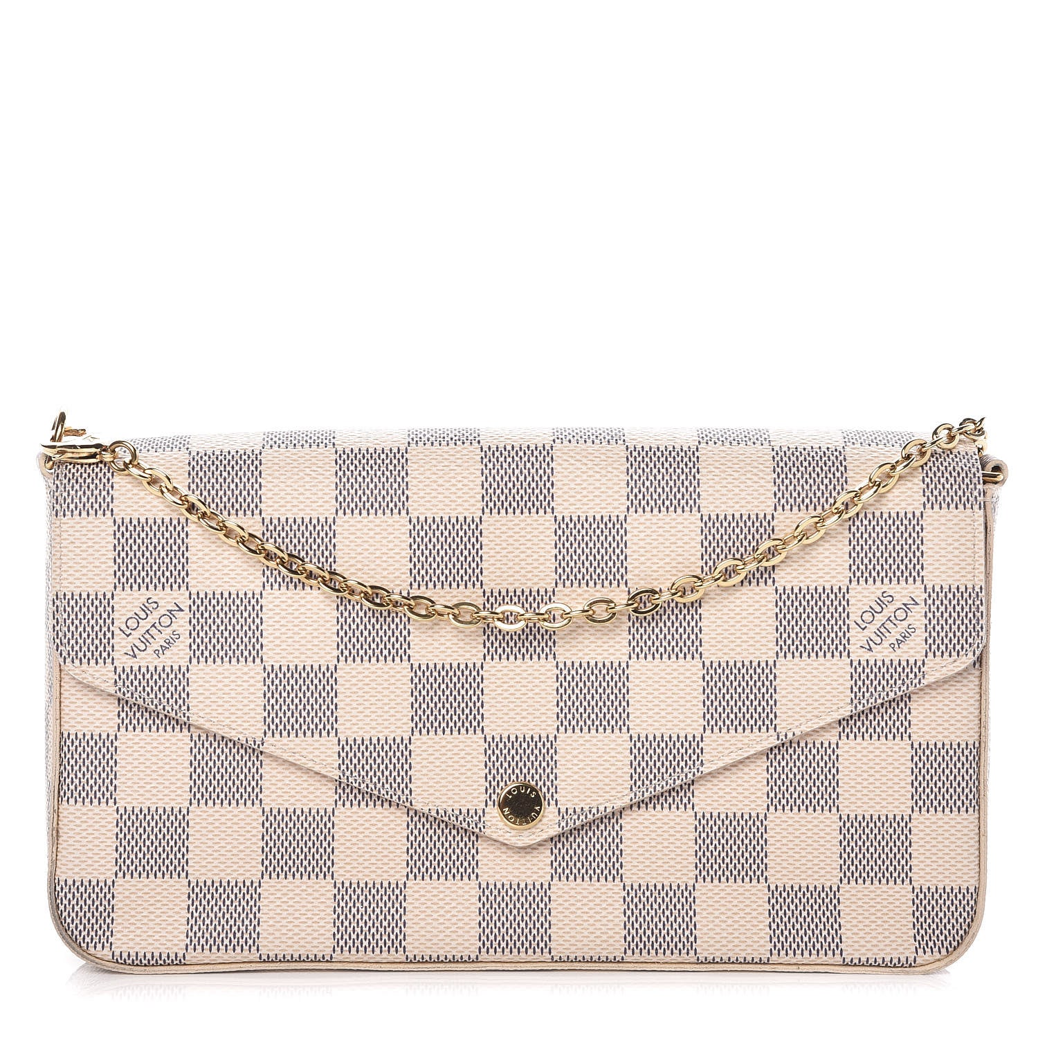 Louis Vuitton Damier Azur Pochette Felicie Chain Wallet Rose Ballerine 1 of 12