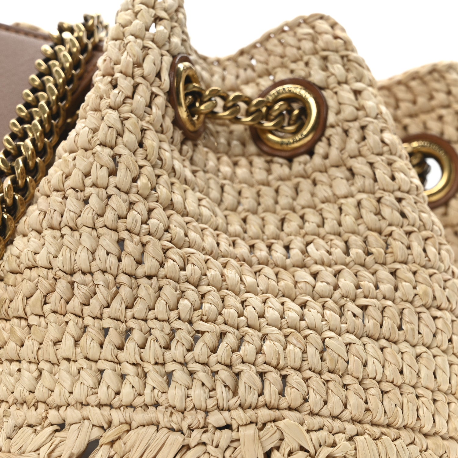 Saint Laurent Raffia Calfskin Joe Mini Bucket Bag  Natural Brick 7 of 9