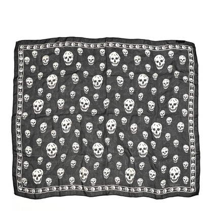 Alexander McQueen Silk Chiffon Skull Scarf Black Ivory 1 of 5