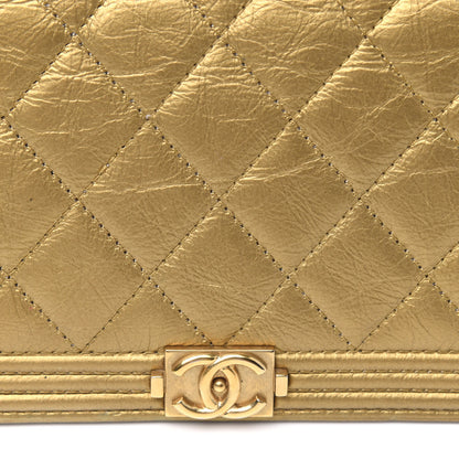 Chanel Metallic Aged Calfskin Quilted Boy Yen Wallet Gold 5 of 5