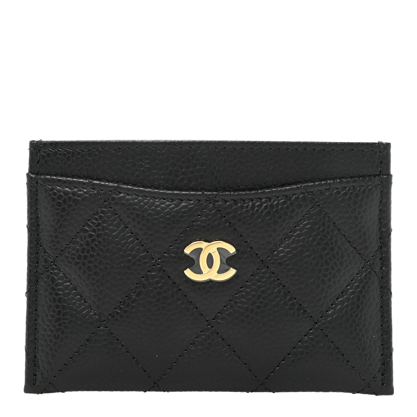 Caviar Quilted Card Holder Black