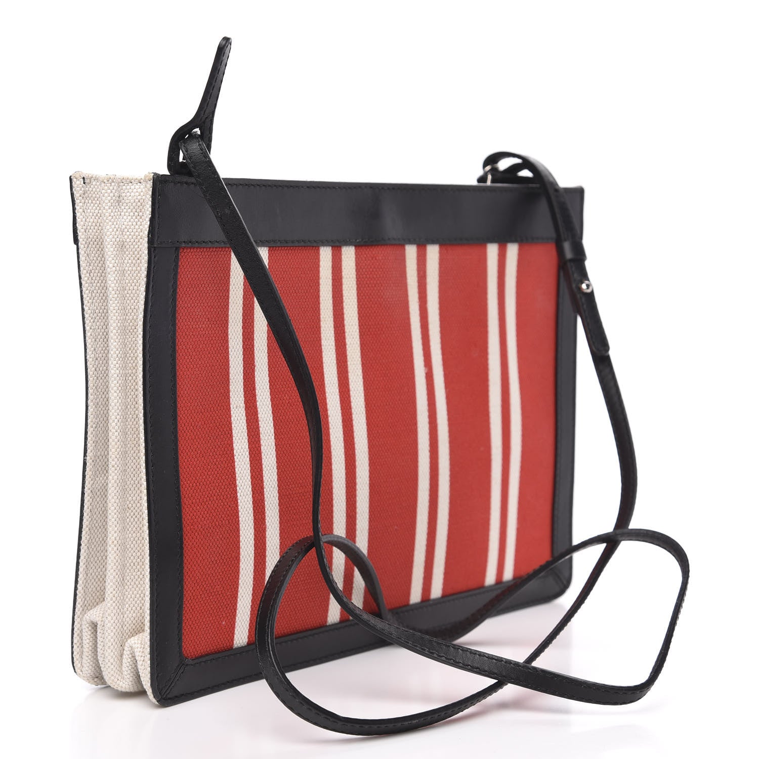 Balenciaga Cotton Canvas Striped Pochette Crossbody Bag Red 3 of 11