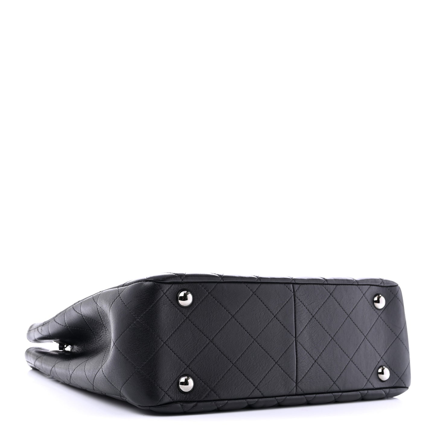 Lambskin Quilted Front Flap Tote Black