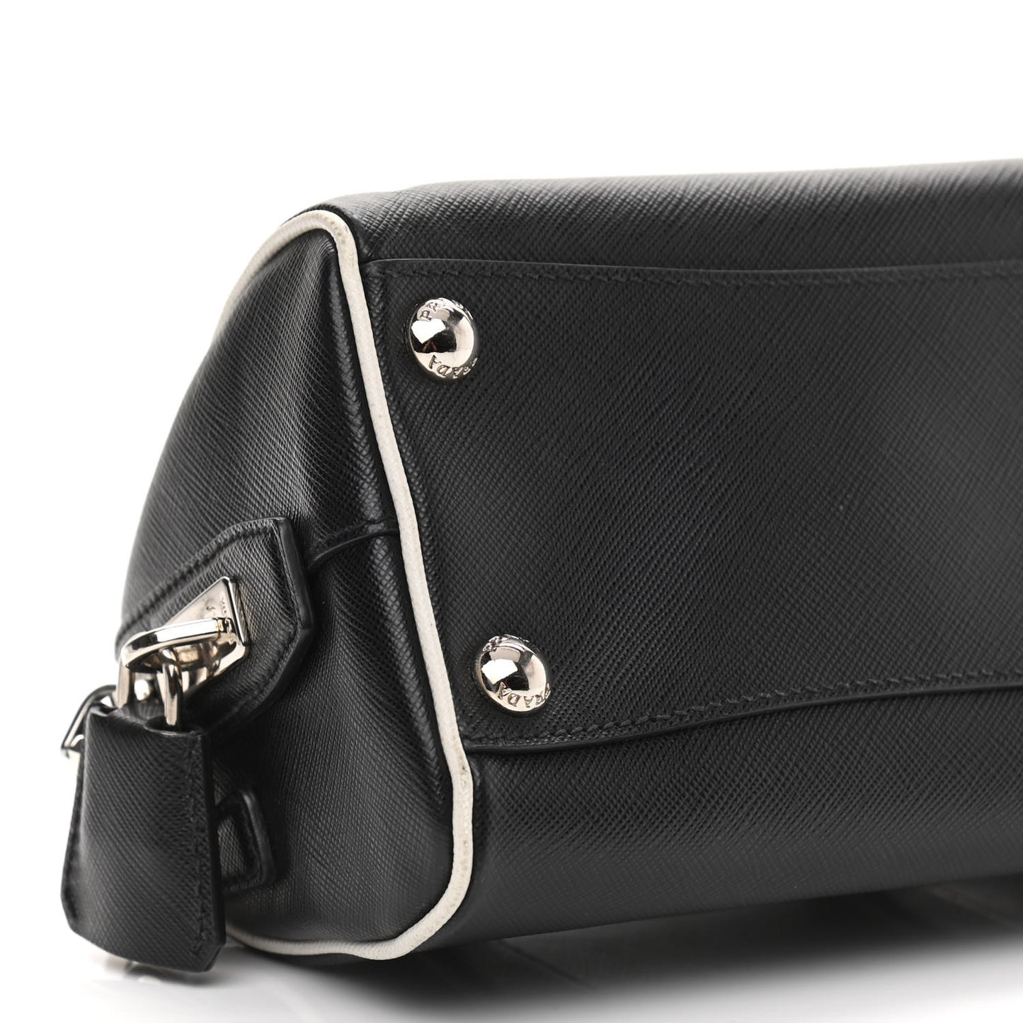 Saffiano Lux Mini Convertible Bowler Black White
