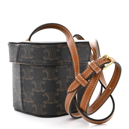 Celine Triomphe Canvas Calfskin Small Cuir Triomphe Box Tan 2 of 10