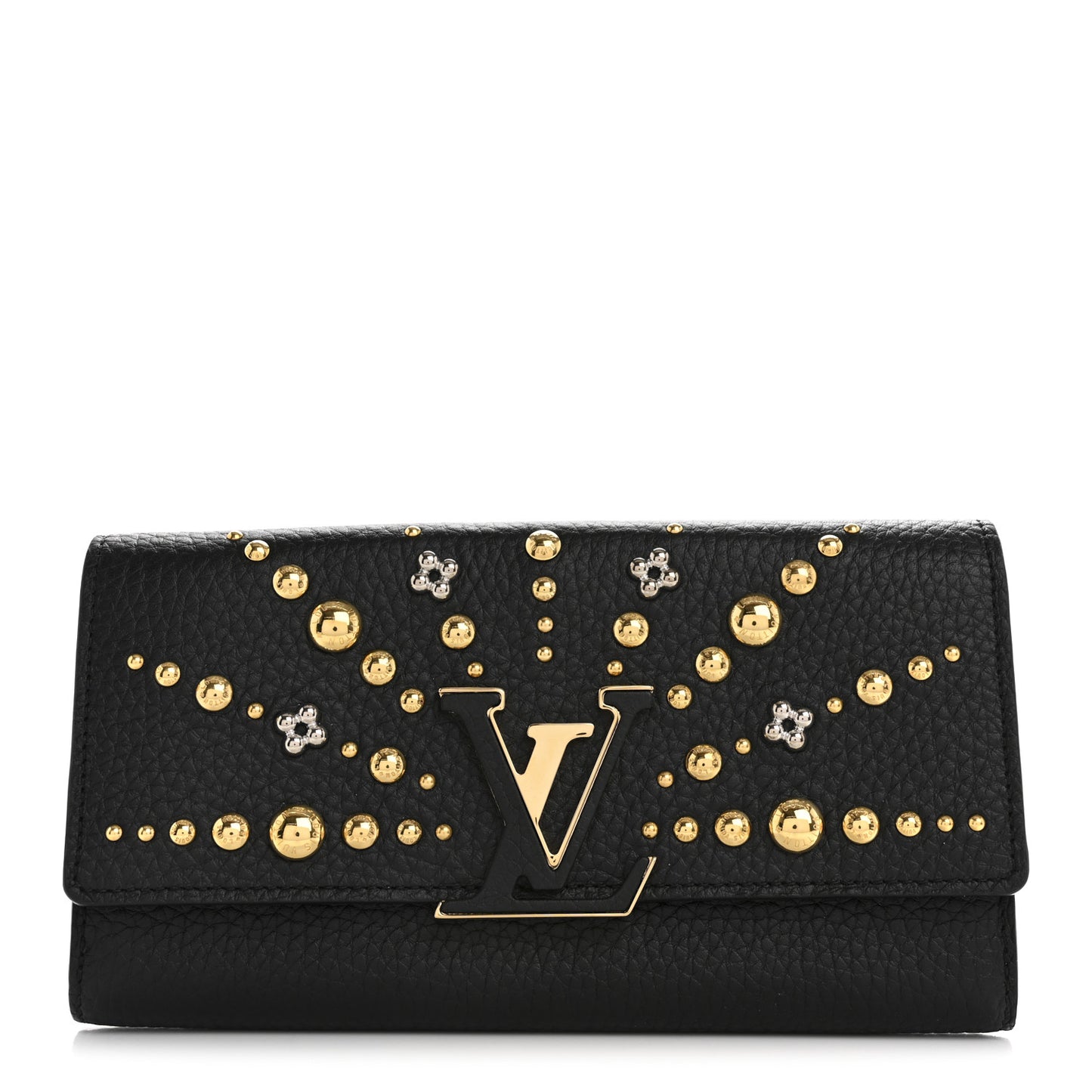Taurillon Studded Sol Capucines Wallet Black