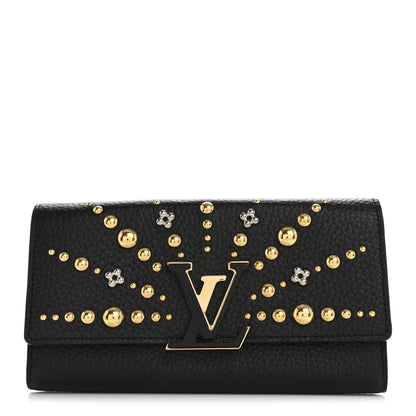 Louis Vuitton Taurillon Studded Sol Capucines Wallet Black 1 of 7