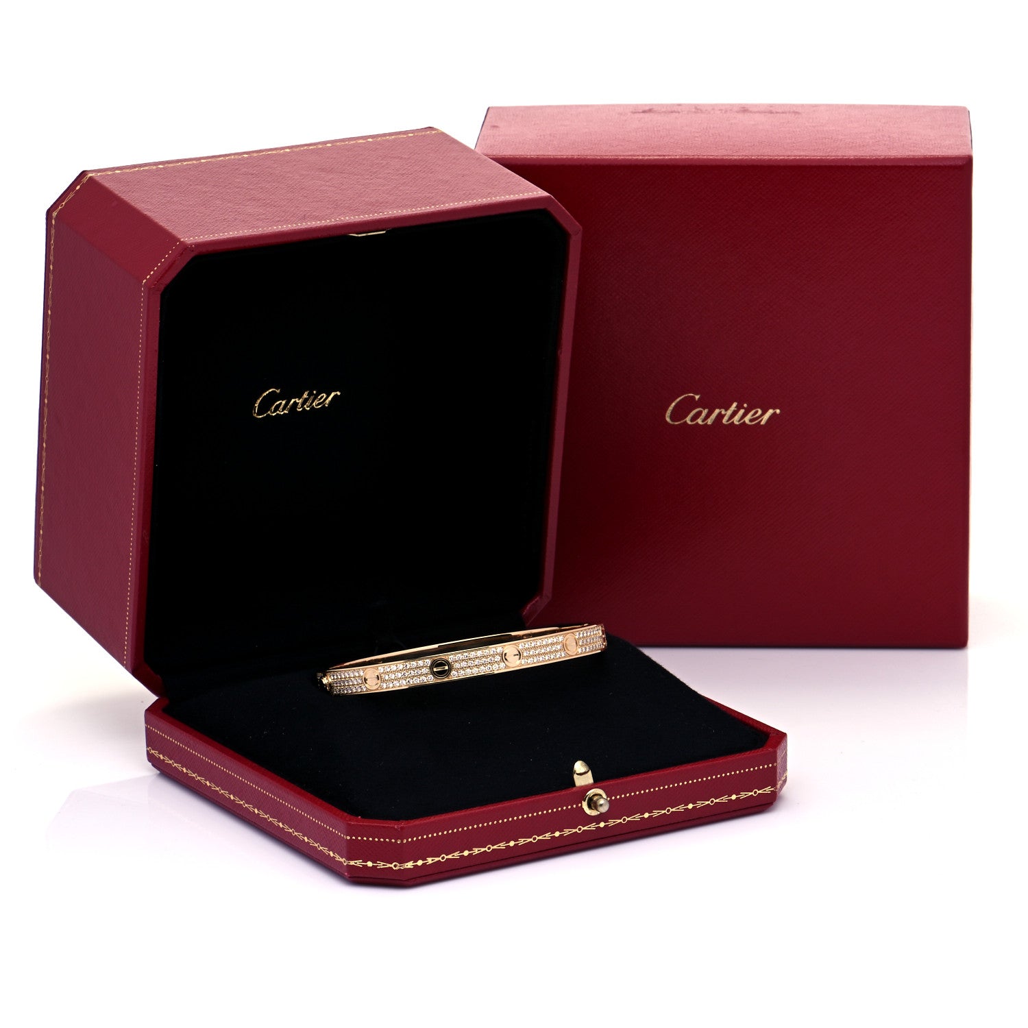 Cartier 18K Yellow Gold Diamond LOVE Paved Bracelet 20 9 of 9