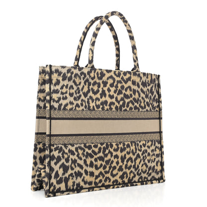 Christian Dior Canvas Mizza Embroidered Large Leopard Book Tote Beige 3 of 9