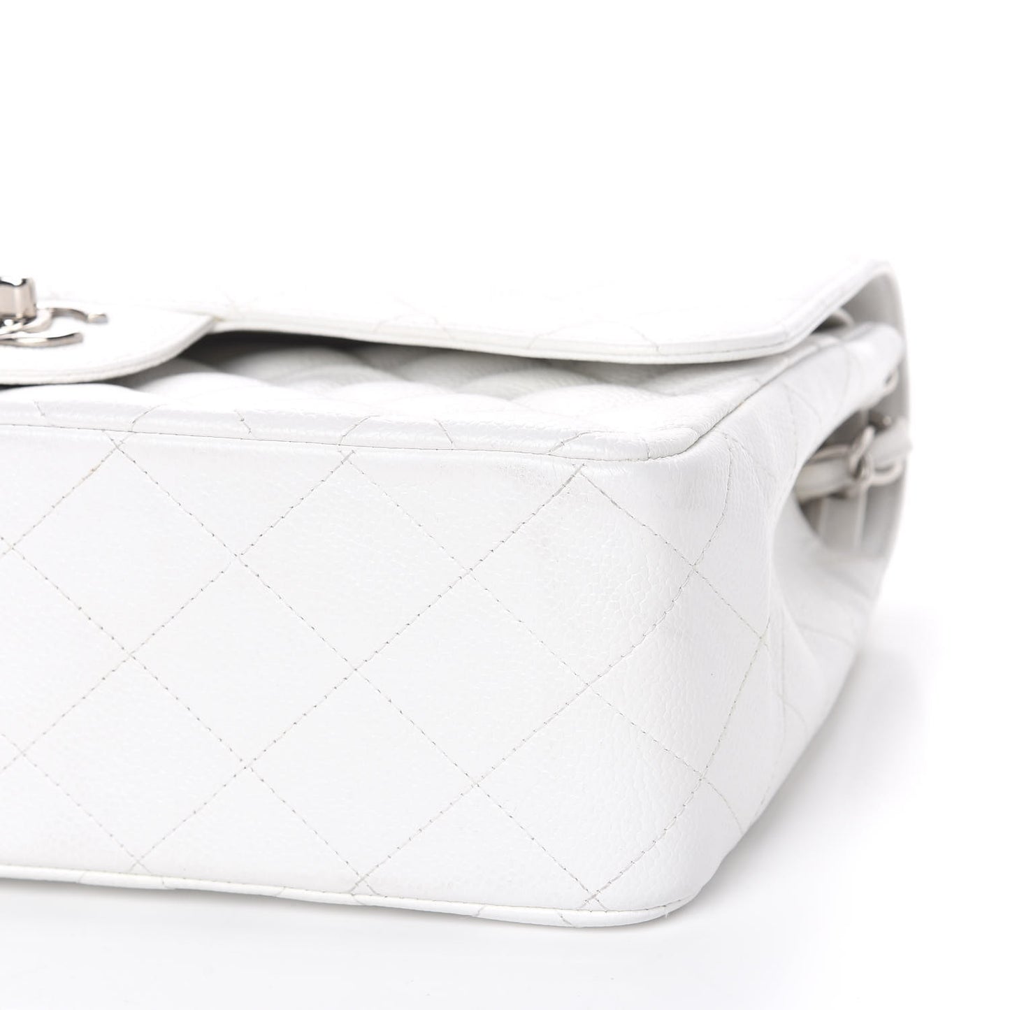 Caviar Quilted Jumbo Double Flap White