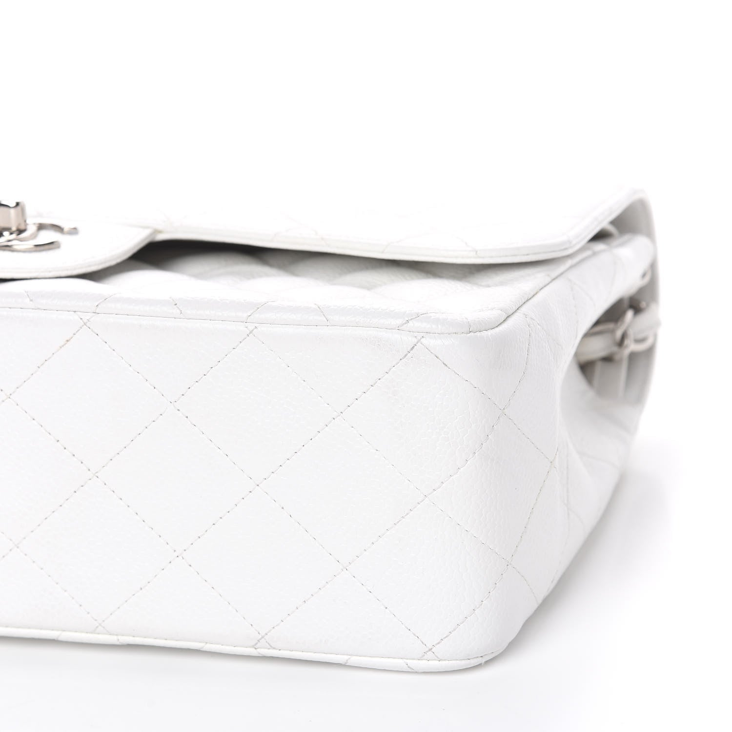 Chanel Caviar Quilted Jumbo Double Flap White 8 of 14