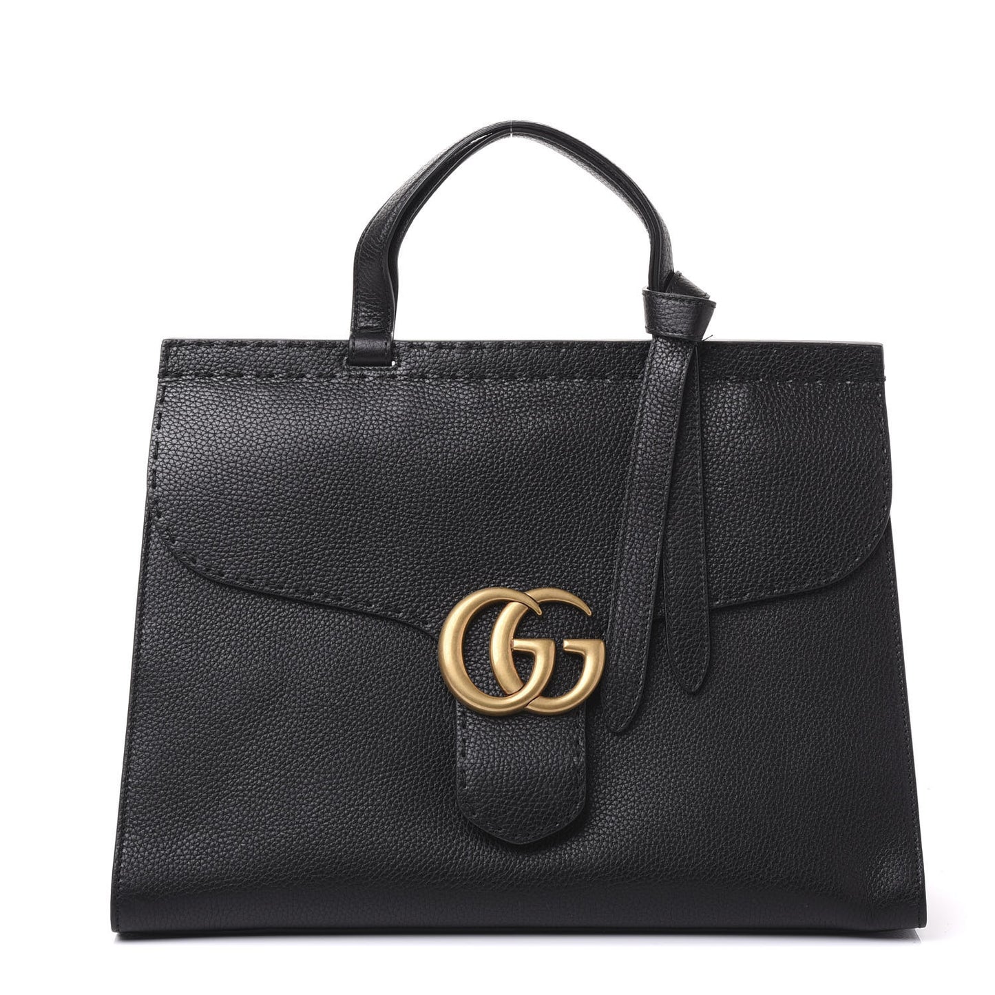 Calfskin Medium GG Marmont Top Handle Bag Black
