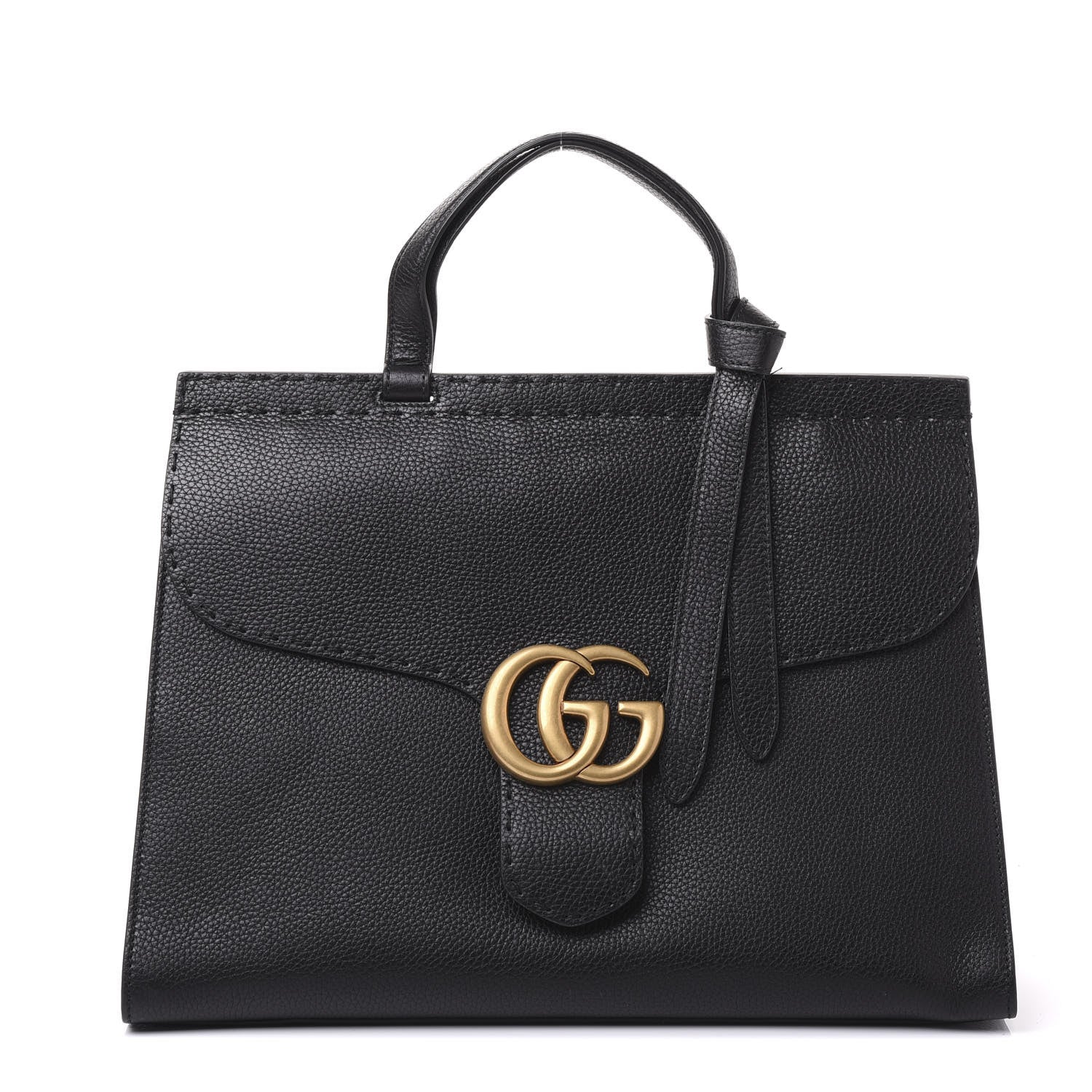 Gucci Calfskin Medium GG Marmont Top Handle Bag Black 1 of 9